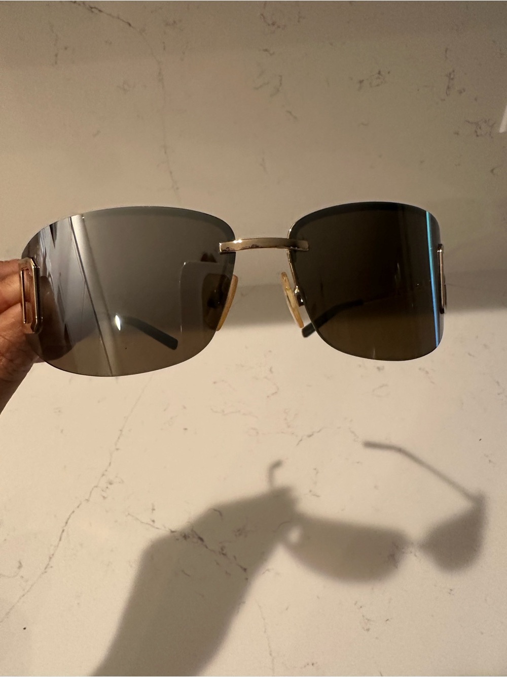 DG 468S Dolce & Gabbana Rimless Sunglasses in Black  and Gold